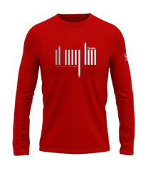home_254 LONG-SLEEVED RED T-SHIRT WITH A SILVER BARS PRINT – COTTON PLUS FABRIC