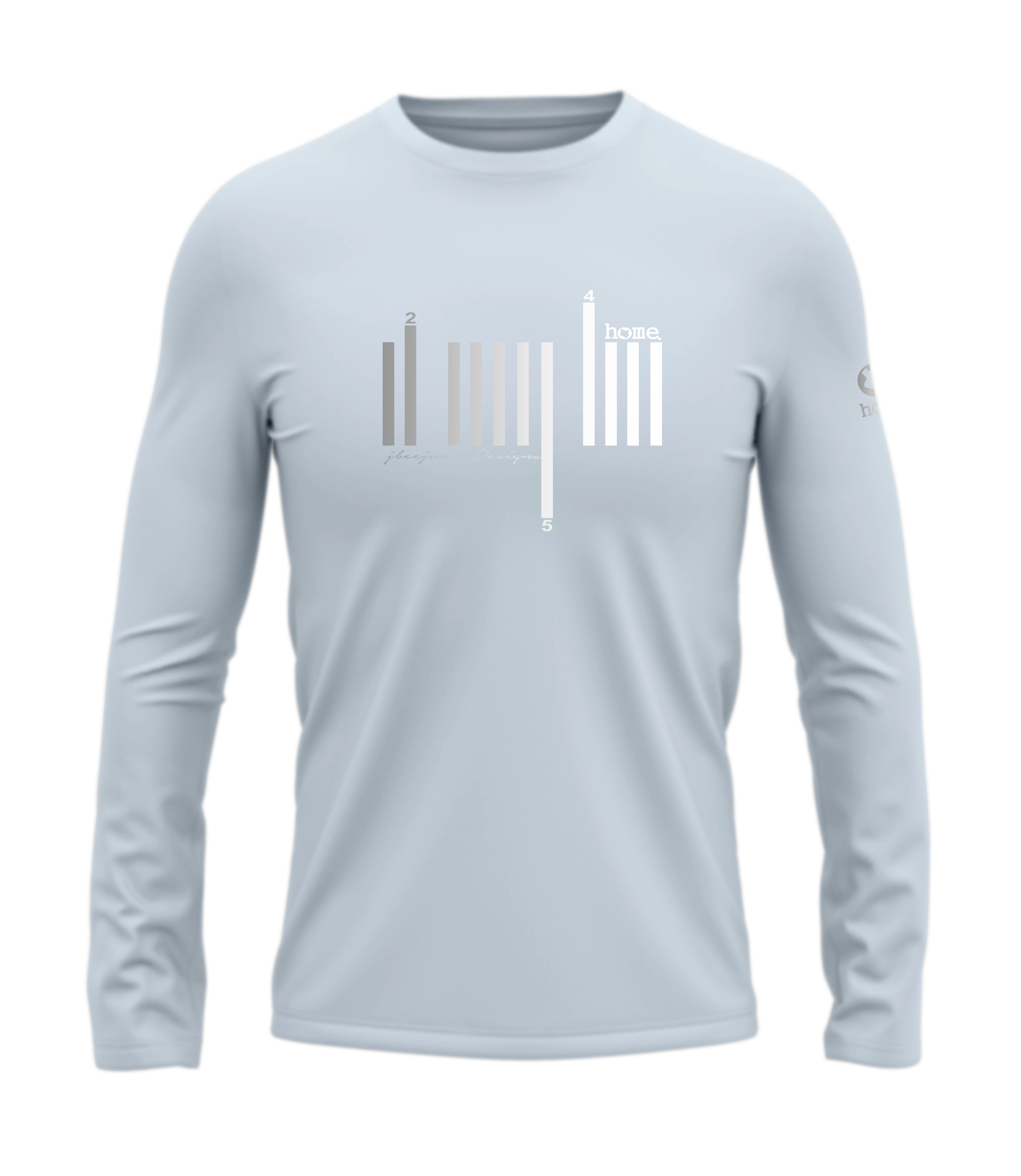 home_254 LONG-SLEEVED SKY-BLUE T-SHIRT WITH A SILVER BARS PRINT – COTTON PLUS FABRIC