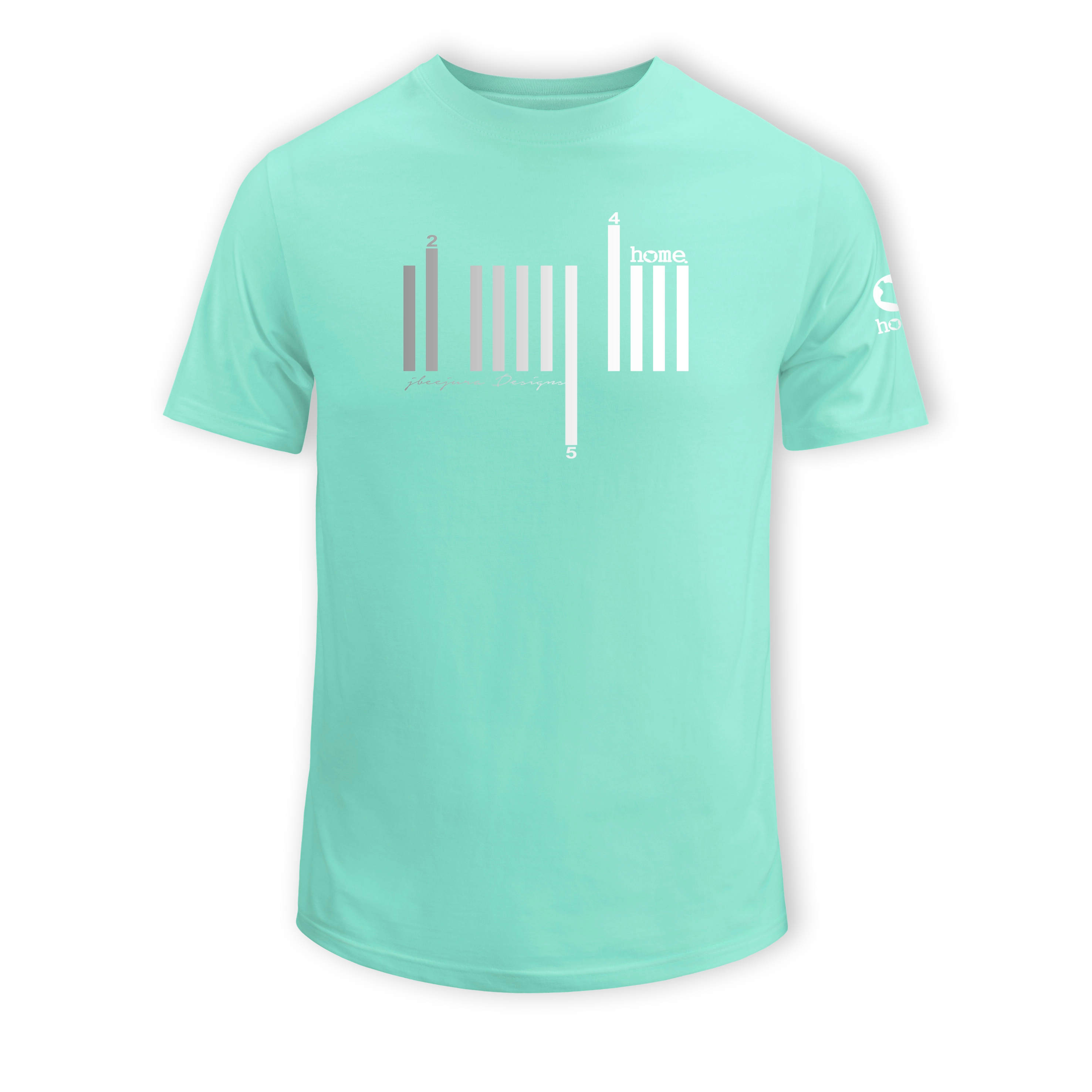 home_254 SHORT-SLEEVED TURQUOISE GREEN T-SHIRT WITH A SILVER BARS PRINT – COTTON PLUS FABRIC