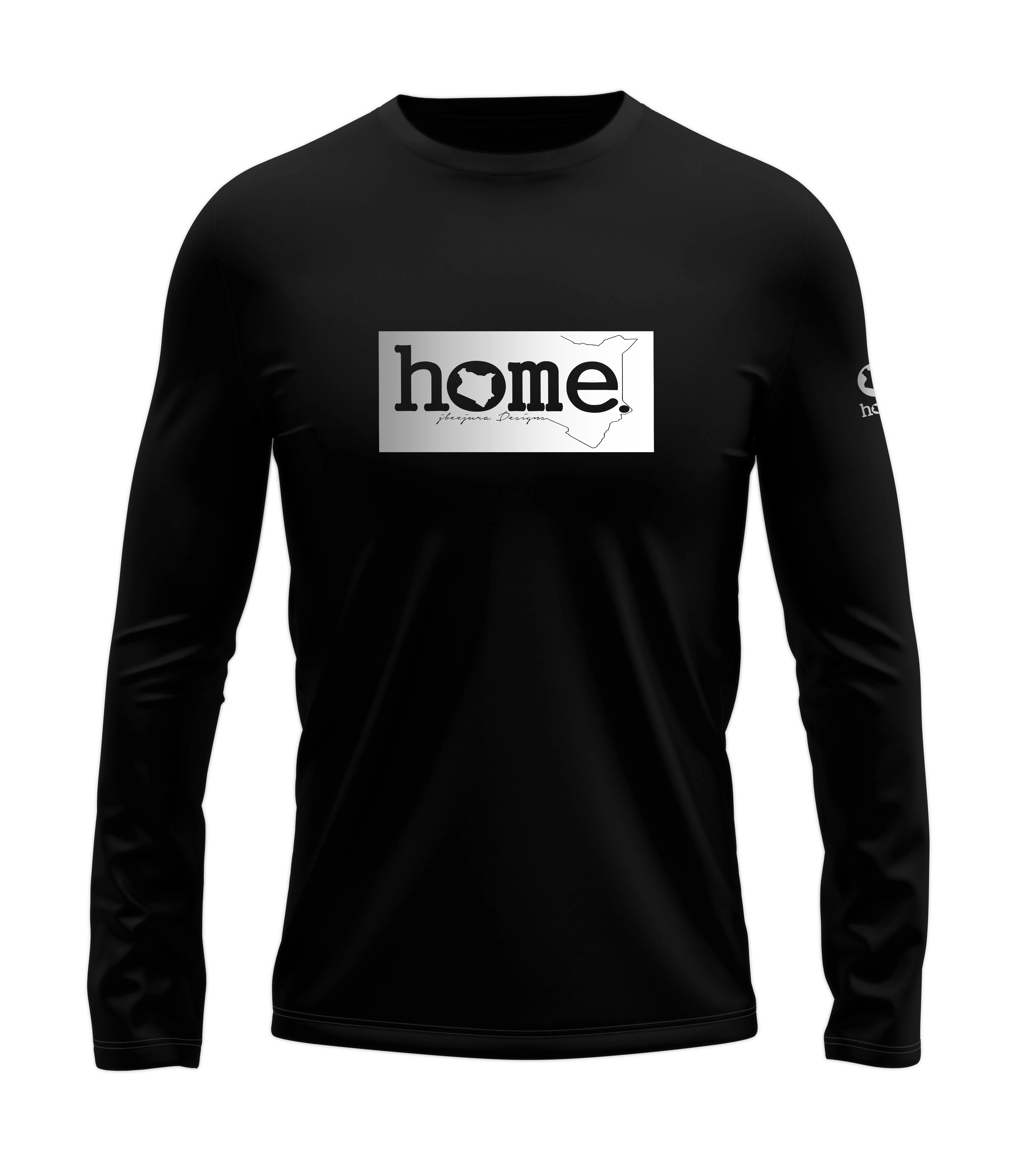 home_254 LONG-SLEEVED BLACK T-SHIRT WITH A SILVER CLASSIC PRINT – COTTON PLUS FABRIC