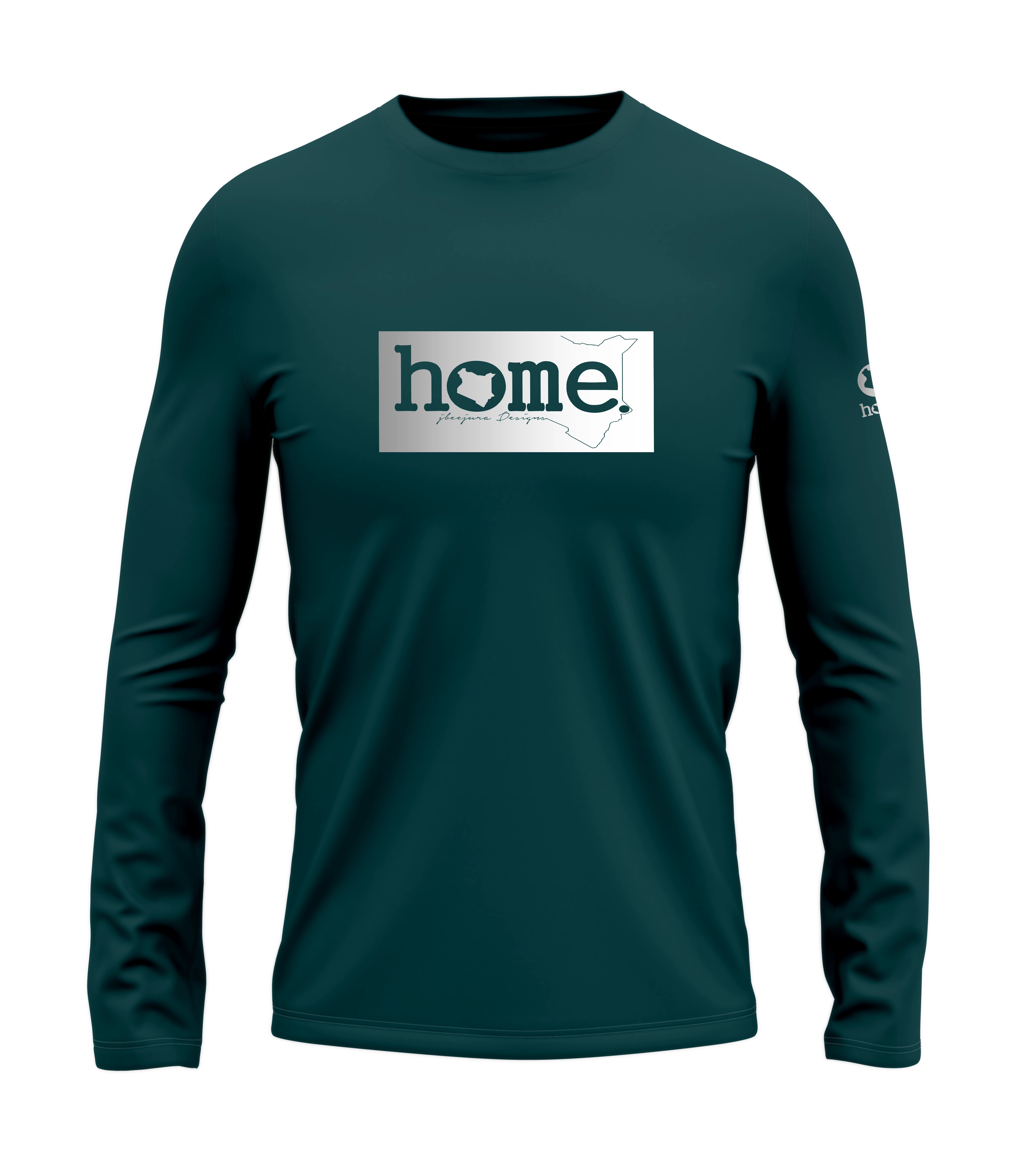 home_254 LONG-SLEEVED DEEP AQUA T-SHIRT WITH A SILVER CLASSIC PRINT 