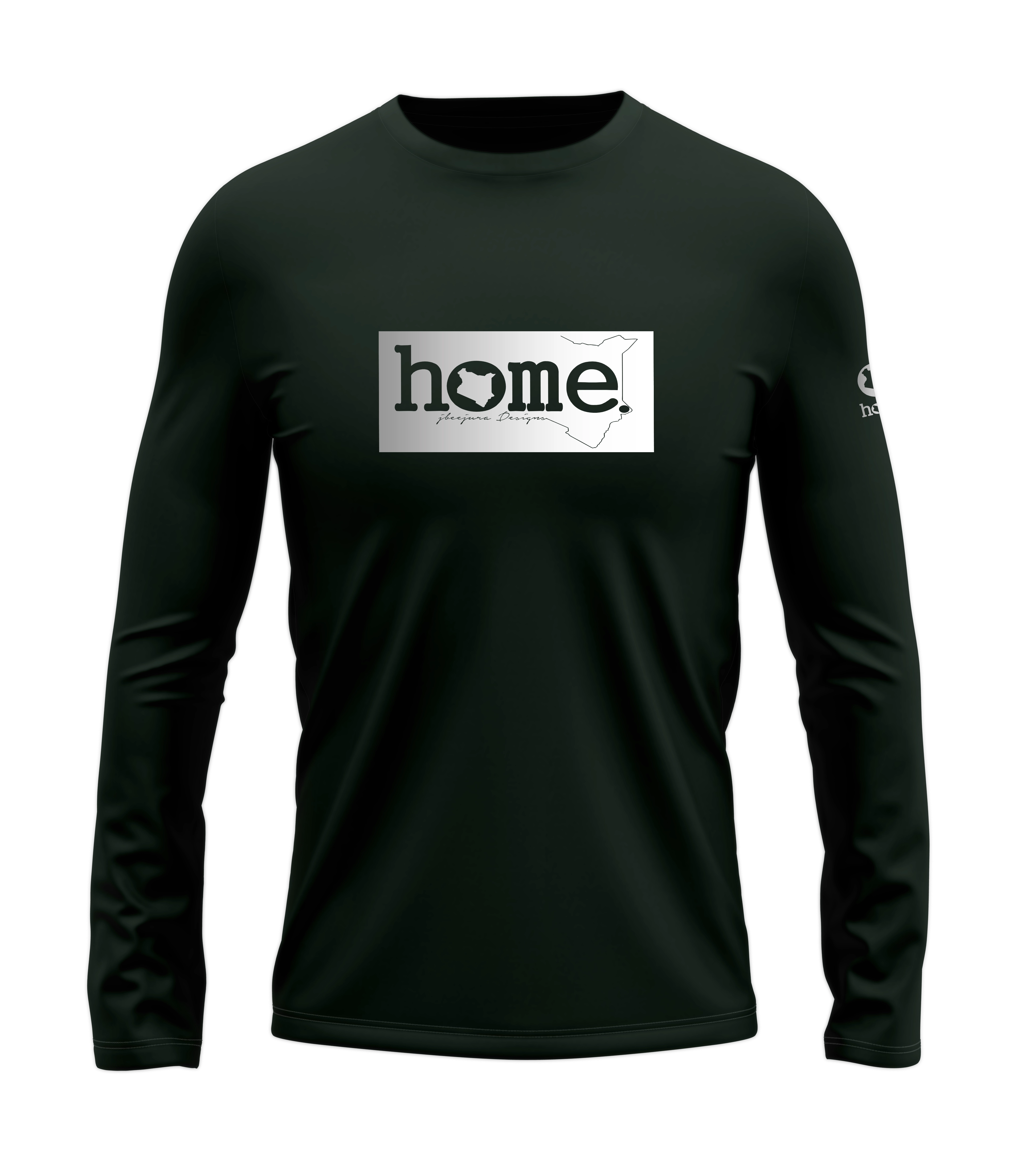 home_254 LONG-SLEEVED FOREST GREEN T-SHIRT WITH A SILVER CLASSIC PRINT – COTTON PLUS FABRIC