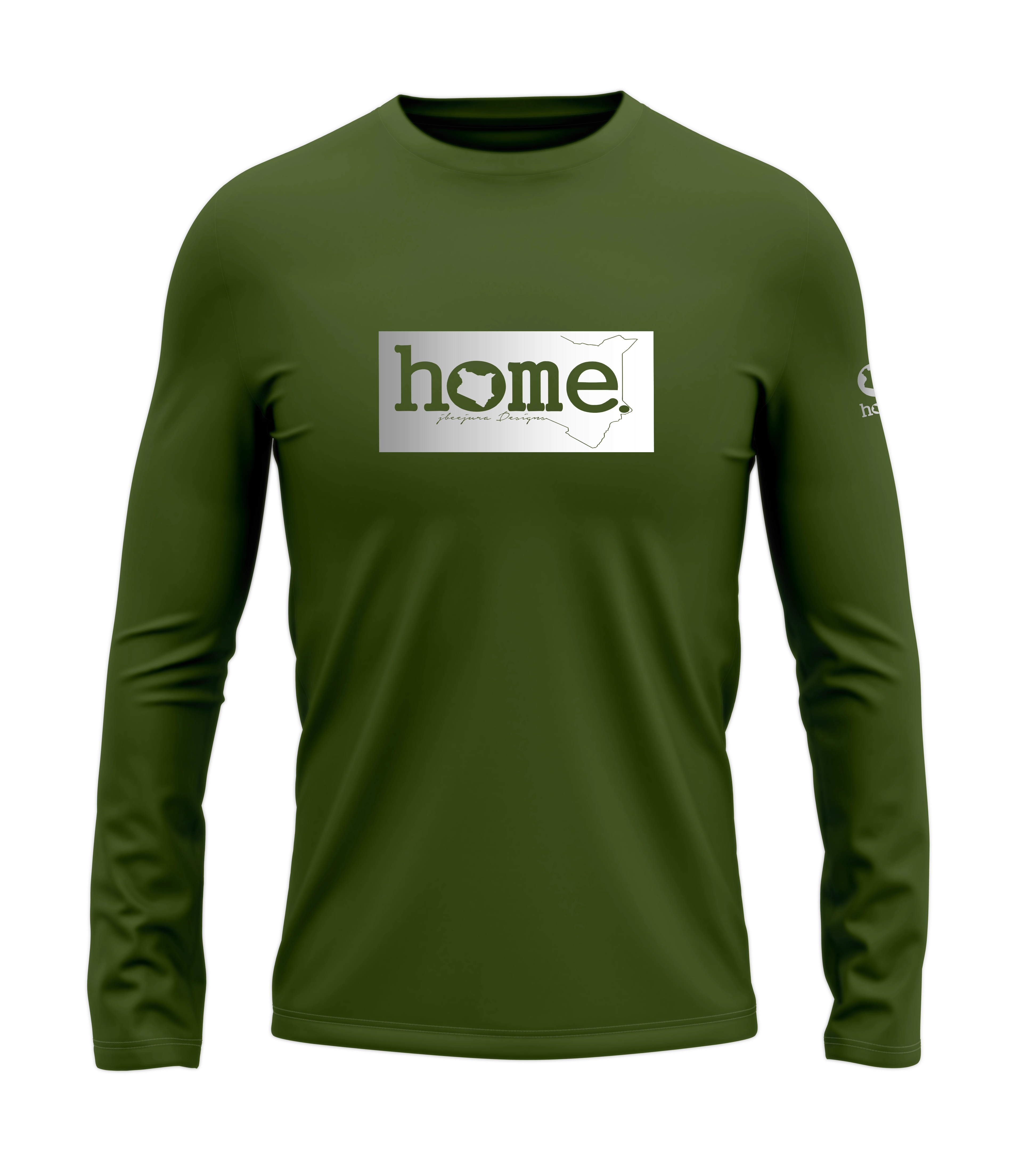 home_254 LONG-SLEEVED JUNGLE GREEN T-SHIRT WITH A SILVER CLASSIC PRINT – COTTON PLUS FABRIC