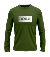 home_254 LONG-SLEEVED JUNGLE GREEN T-SHIRT WITH A SILVER CLASSIC PRINT – COTTON PLUS FABRIC