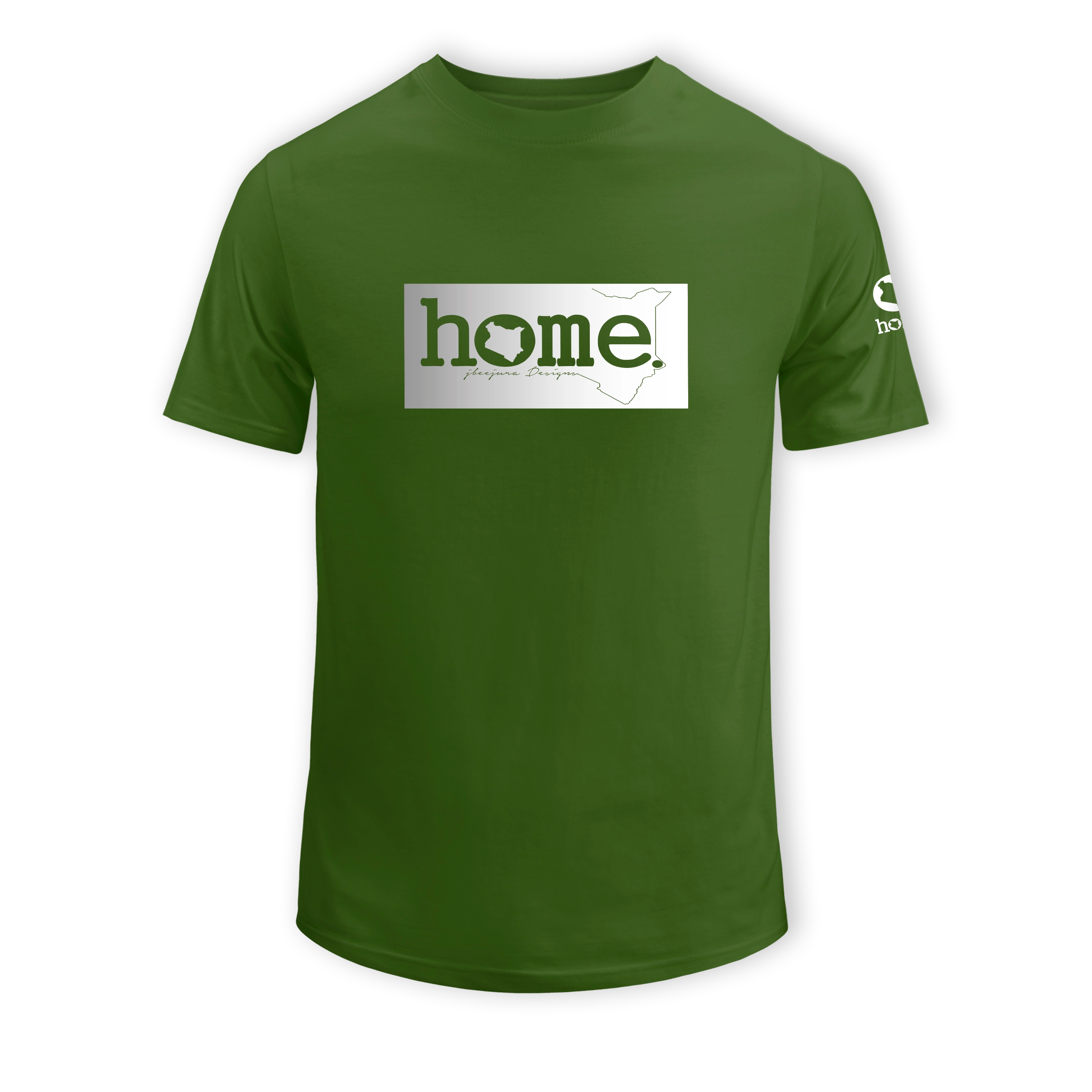 home_254 SHORT-SLEEVED JUNGLE GREEN T-SHIRT WITH A SILVER CLASSIC PRINT – COTTON PLUS FABRIC