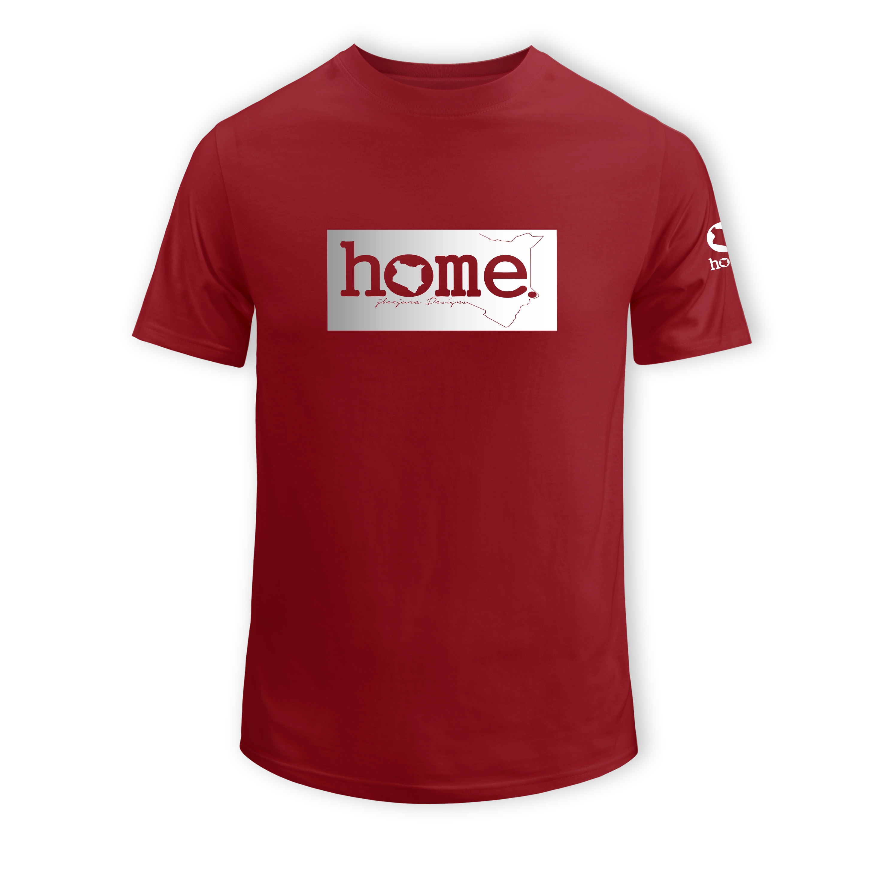 home_254 SHORT-SLEEVED MAROON RED T-SHIRT WITH A SILVER CLASSIC PRINT – COTTON PLUS FABRIC