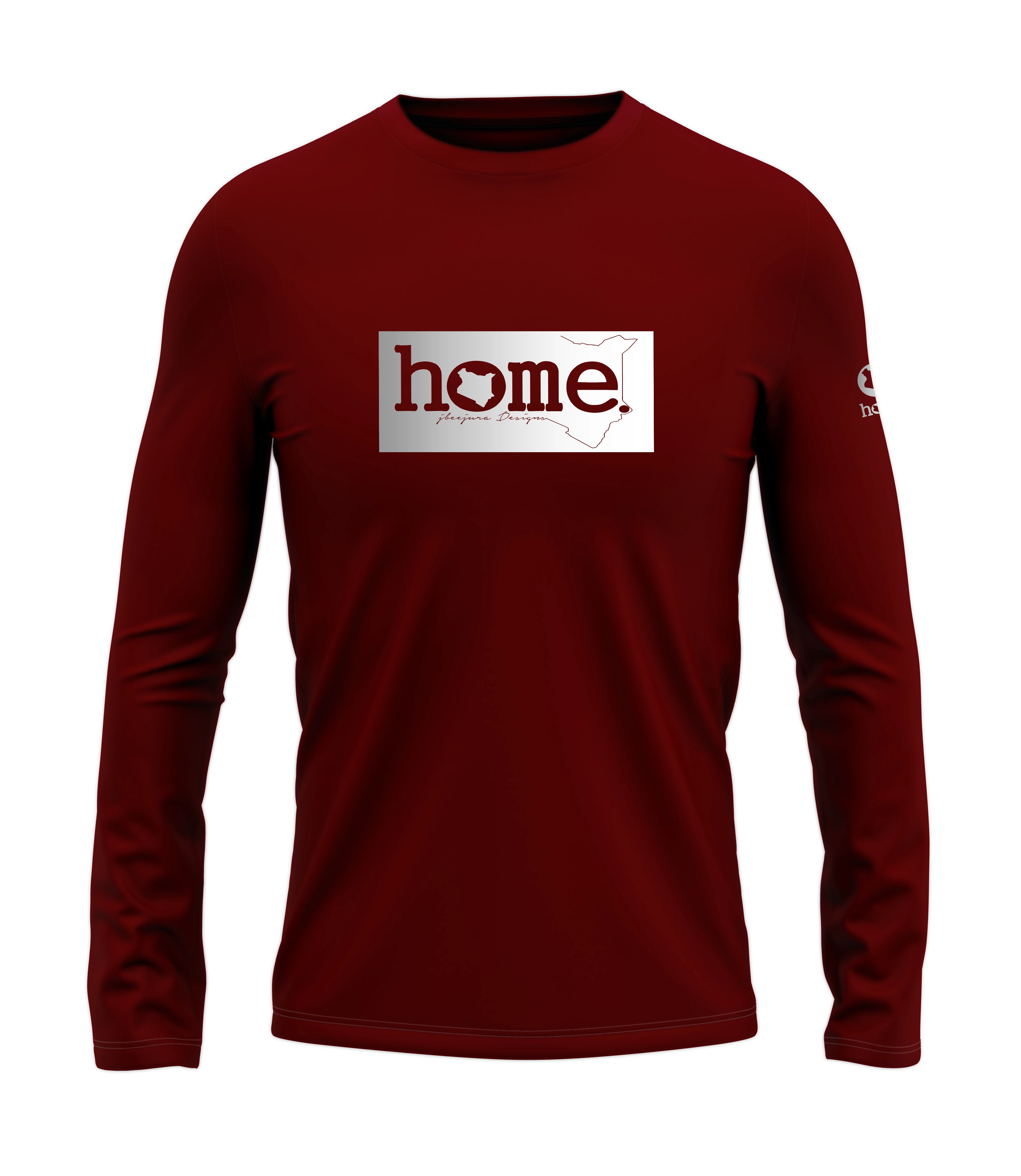 home_254 LONG-SLEEVED MAROON RED T-SHIRT WITH A SILVER CLASSIC PRINT – COTTON PLUS FABRIC