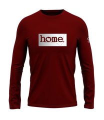 home_254 LONG-SLEEVED MAROON RED T-SHIRT WITH A SILVER CLASSIC PRINT – COTTON PLUS FABRIC