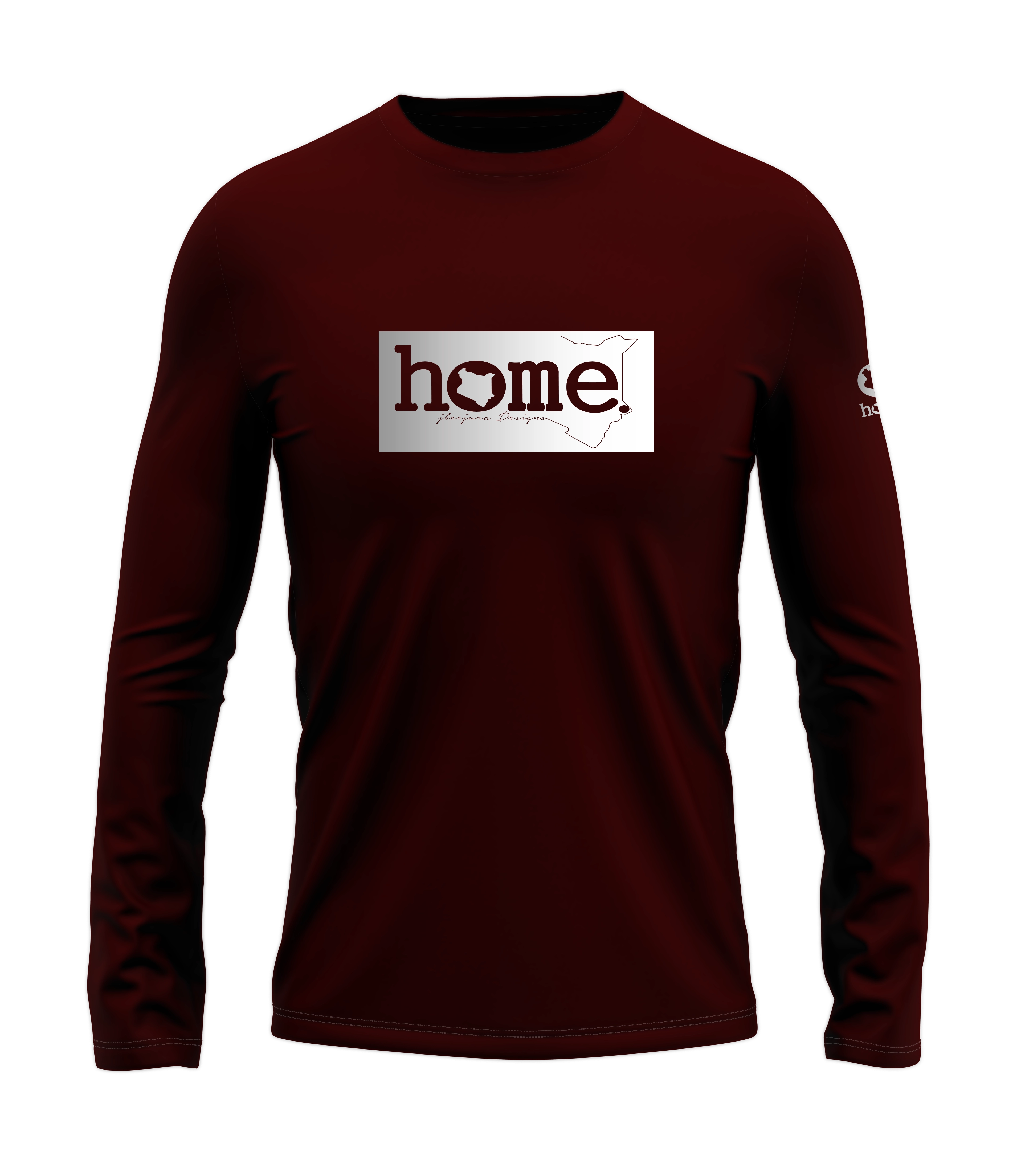 home_254 LONG-SLEEVED MAROON T-SHIRT WITH A SILVER CLASSIC PRINT – COTTON PLUS FABRIC