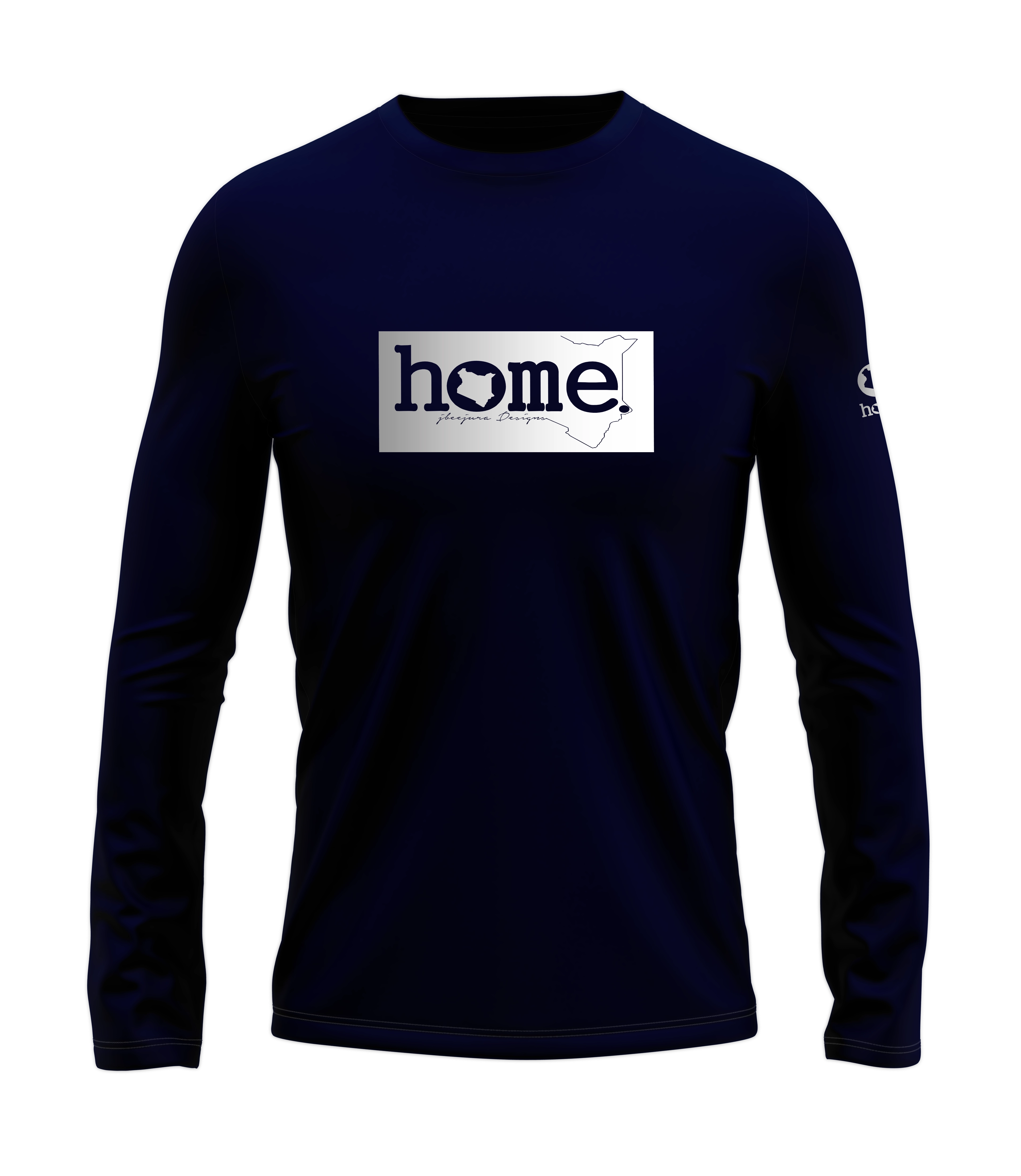 home_254 LONG-SLEEVED NAVY BLUE T-SHIRT WITH A SILVER CLASSIC PRINT – COTTON PLUS FABRIC