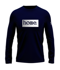 home_254 LONG-SLEEVED NAVY BLUE T-SHIRT WITH A SILVER CLASSIC PRINT – COTTON PLUS FABRIC