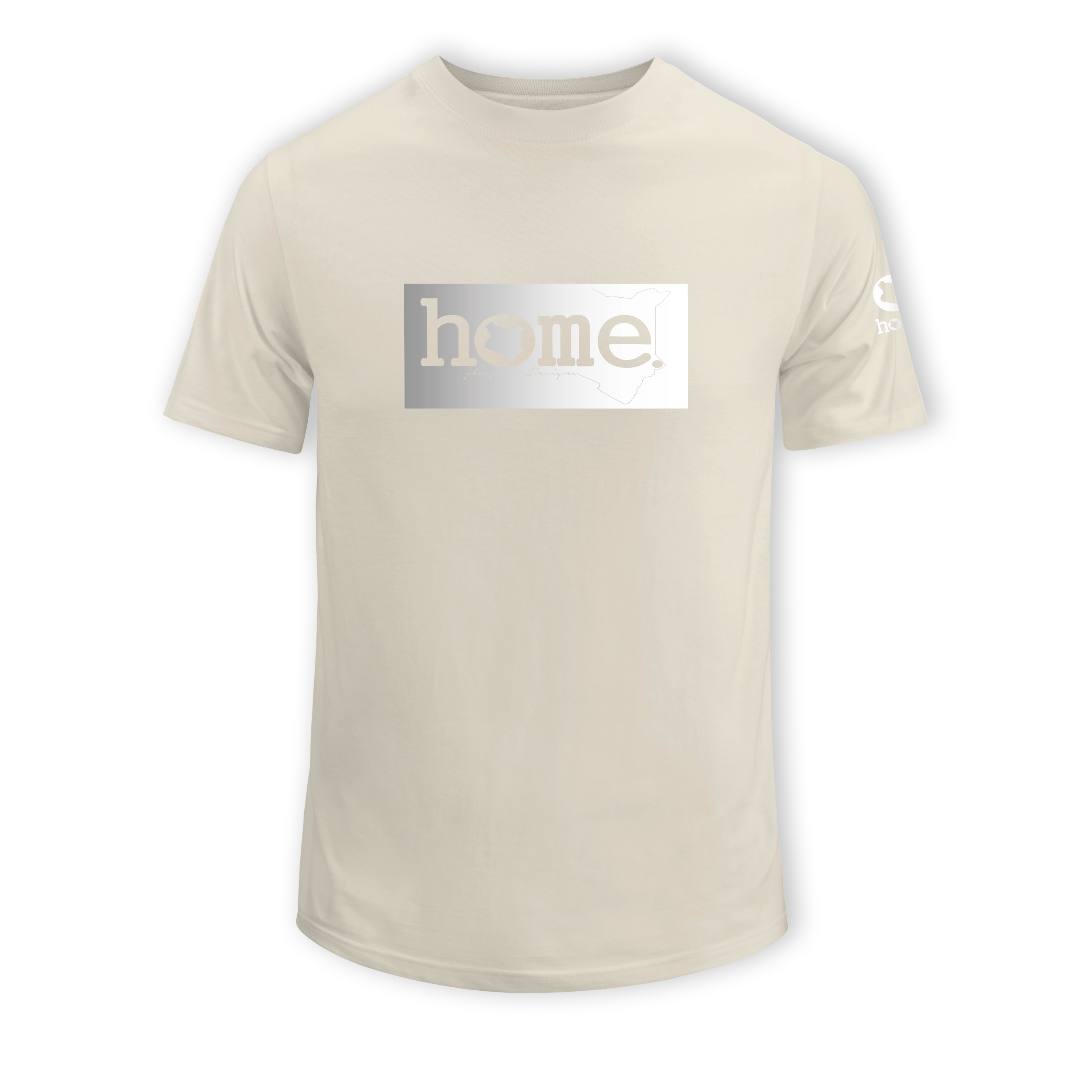 home_254 SHORT-SLEEVED NUDE T-SHIRT WITH A SILVER CLASSIC PRINT – COTTON PLUS FABRIC