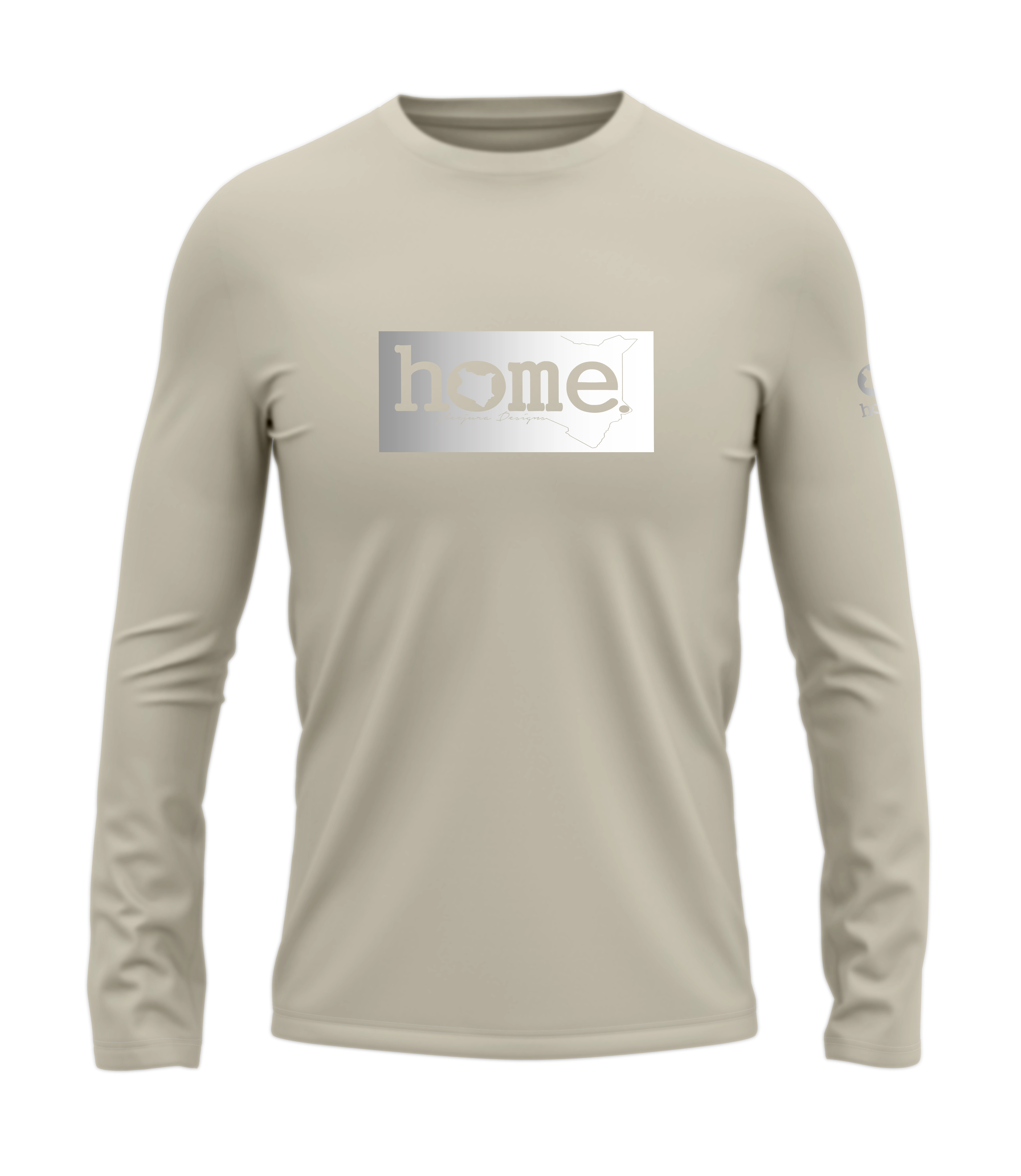 home_254 LONG-SLEEVED NUDE T-SHIRT WITH A SILVER CLASSIC PRINT – COTTON PLUS FABRIC