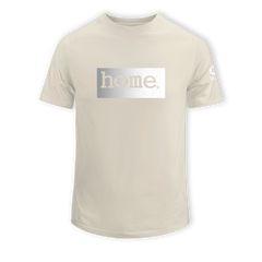 home_254 SHORT-SLEEVED NUDE T-SHIRT WITH A SILVER CLASSIC PRINT – COTTON PLUS FABRIC