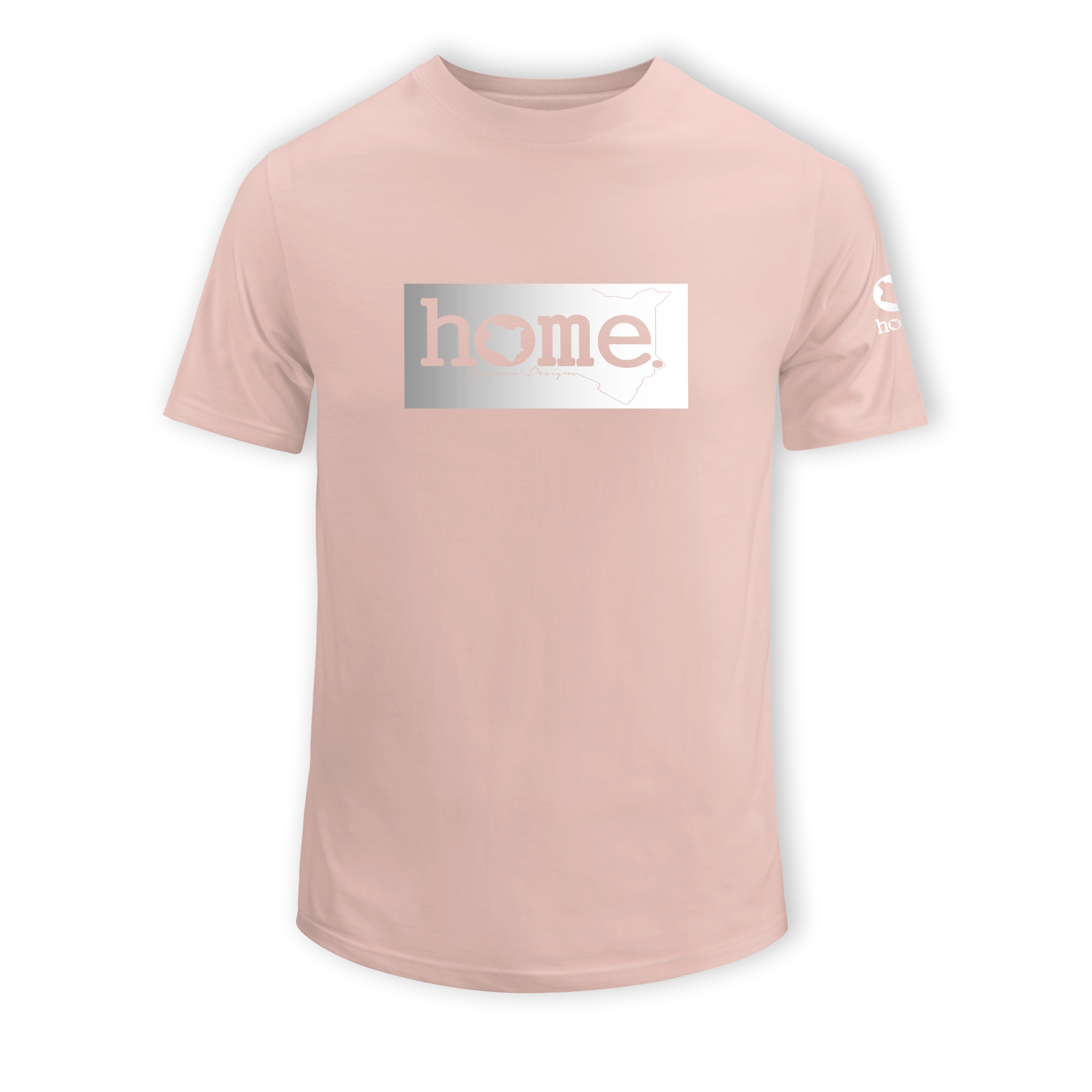 home_254 SHORT-SLEEVED PEACH T-SHIRT WITH A SILVER CLASSIC PRINT – COTTON PLUS FABRIC