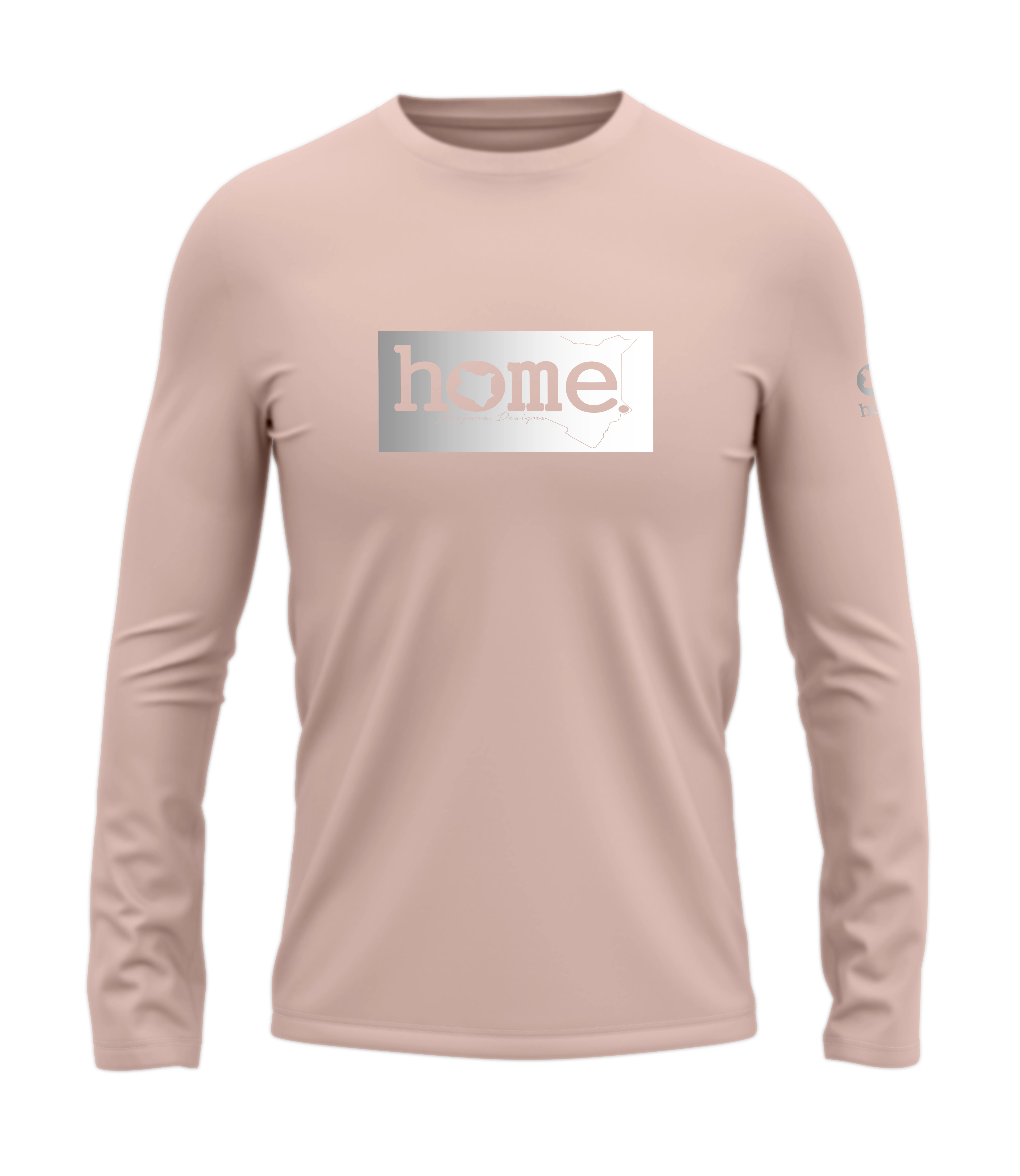 home_254 LONG-SLEEVED PEACH T-SHIRT WITH A SILVER CLASSIC PRINT – COTTON PLUS FABRIC