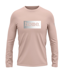 home_254 LONG-SLEEVED PEACH T-SHIRT WITH A SILVER CLASSIC PRINT – COTTON PLUS FABRIC