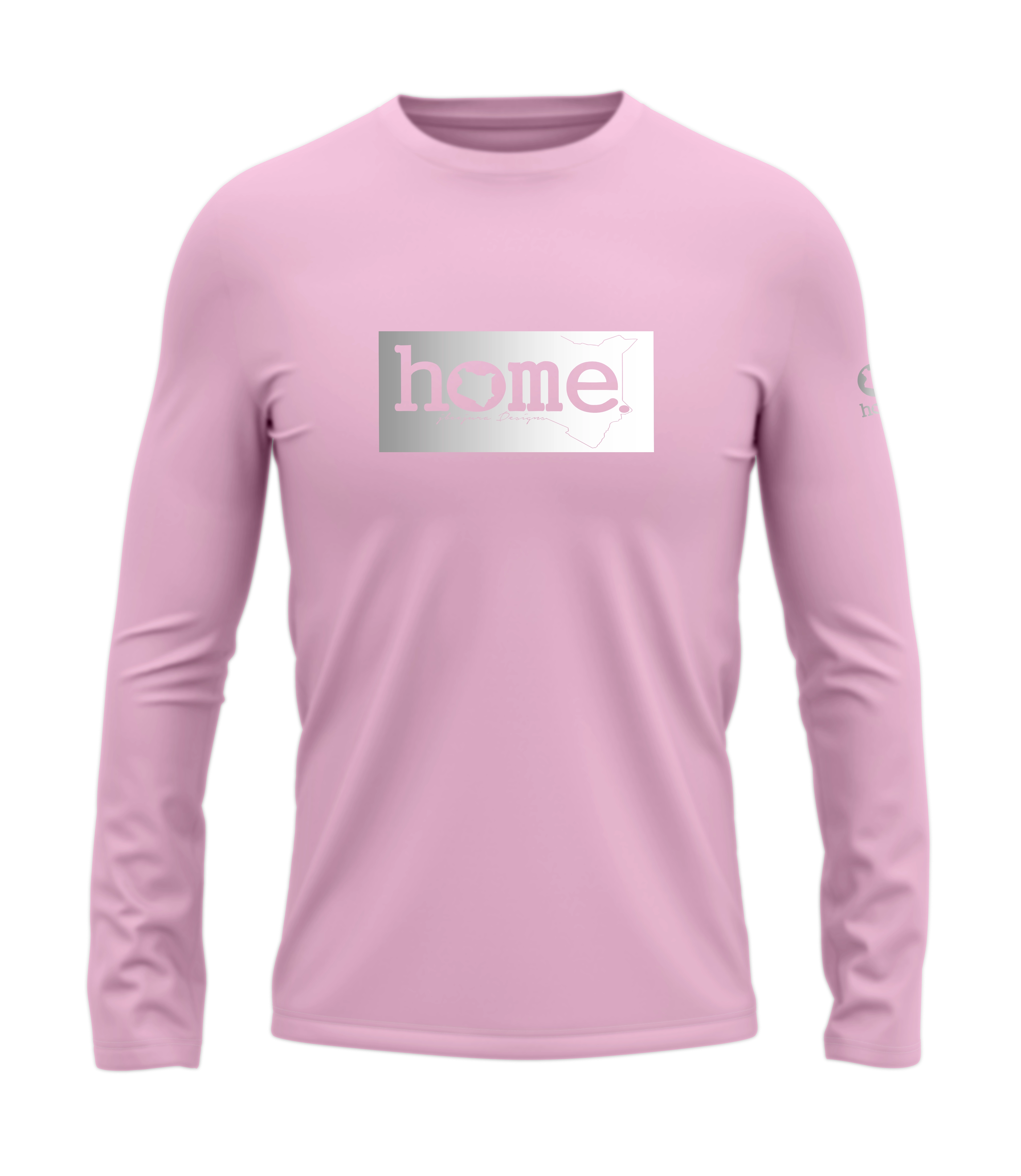 home_254 LONG-SLEEVED PINK T-SHIRT WITH A SILVER CLASSIC PRINT – COTTON PLUS FABRIC