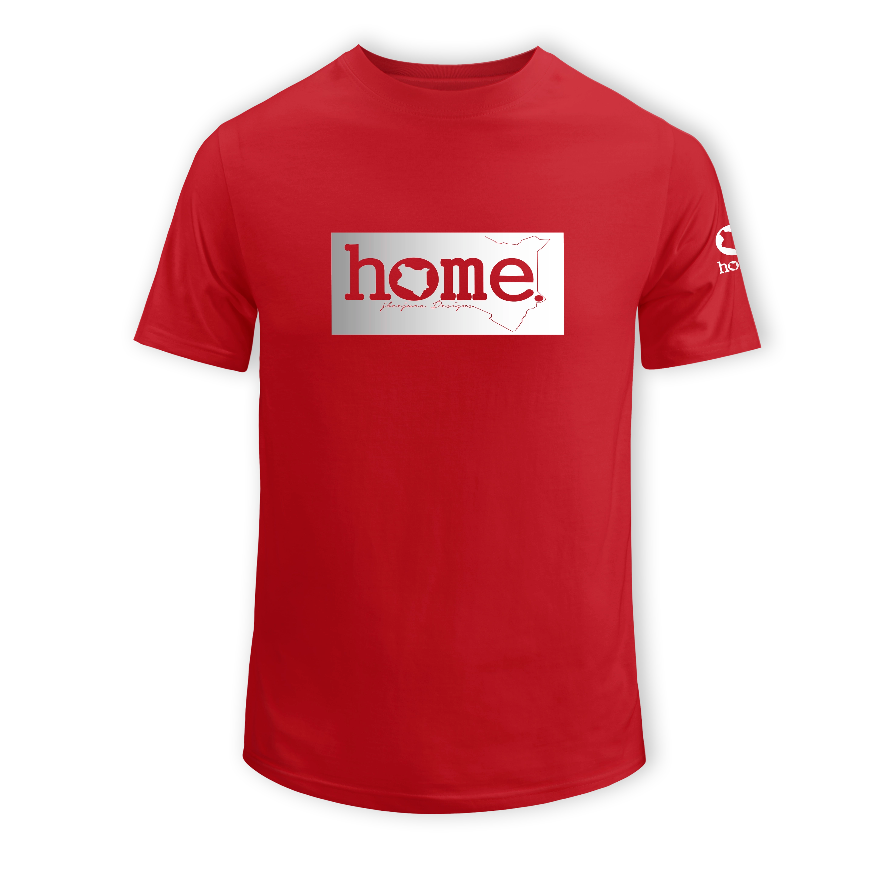 home_254 SHORT-SLEEVED RED T-SHIRT WITH A SILVER CLASSIC PRINT – COTTON PLUS FABRIC