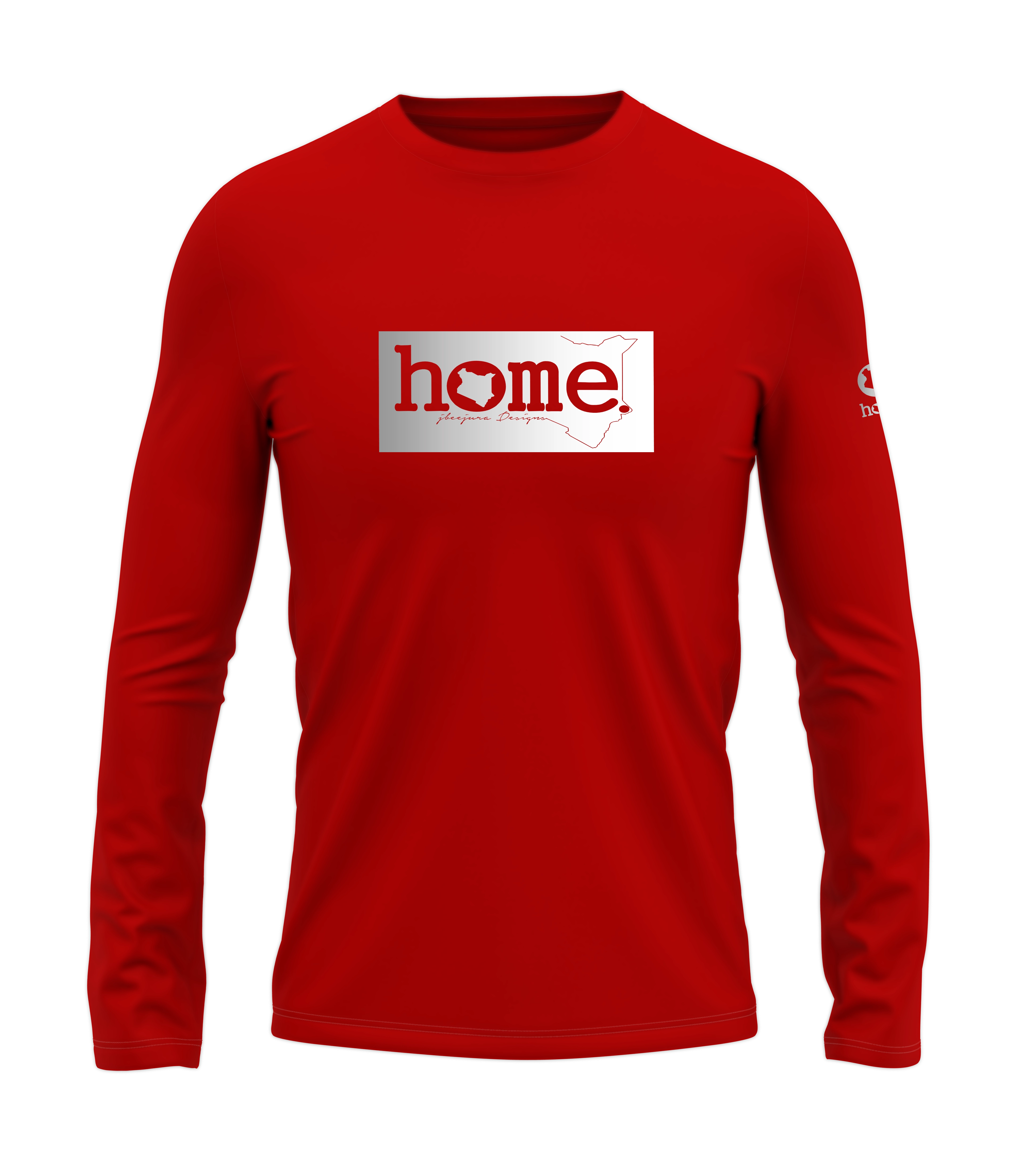 home_254 LONG-SLEEVED RED T-SHIRT WITH A SILVER CLASSIC PRINT – COTTON PLUS FABRIC