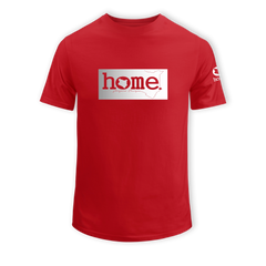 home_254 SHORT-SLEEVED RED T-SHIRT WITH A SILVER CLASSIC PRINT – COTTON PLUS FABRIC