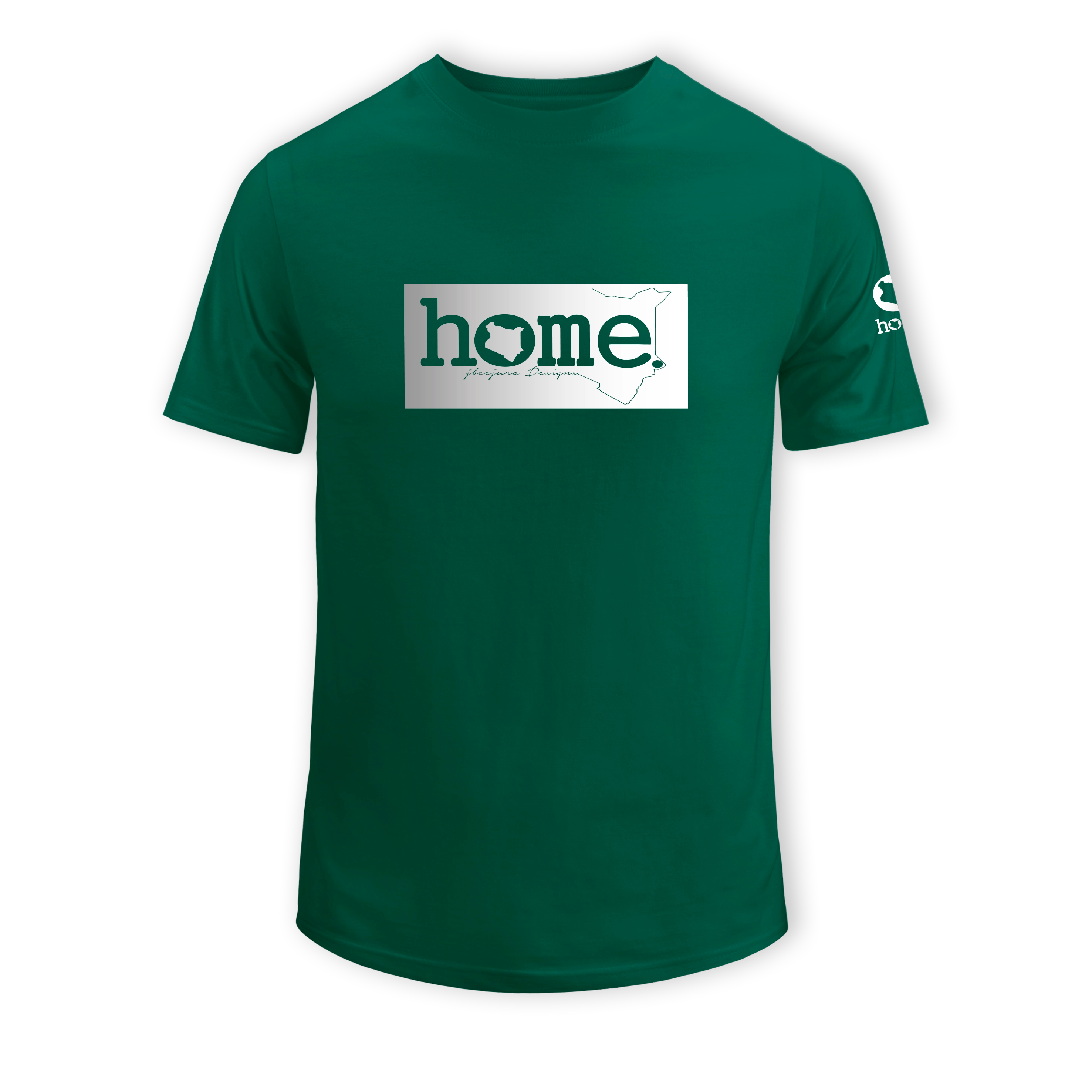 home_254 SHORT-SLEEVED RICH GREEN T-SHIRT WITH A SILVER CLASSIC PRINT – COTTON PLUS FABRIC