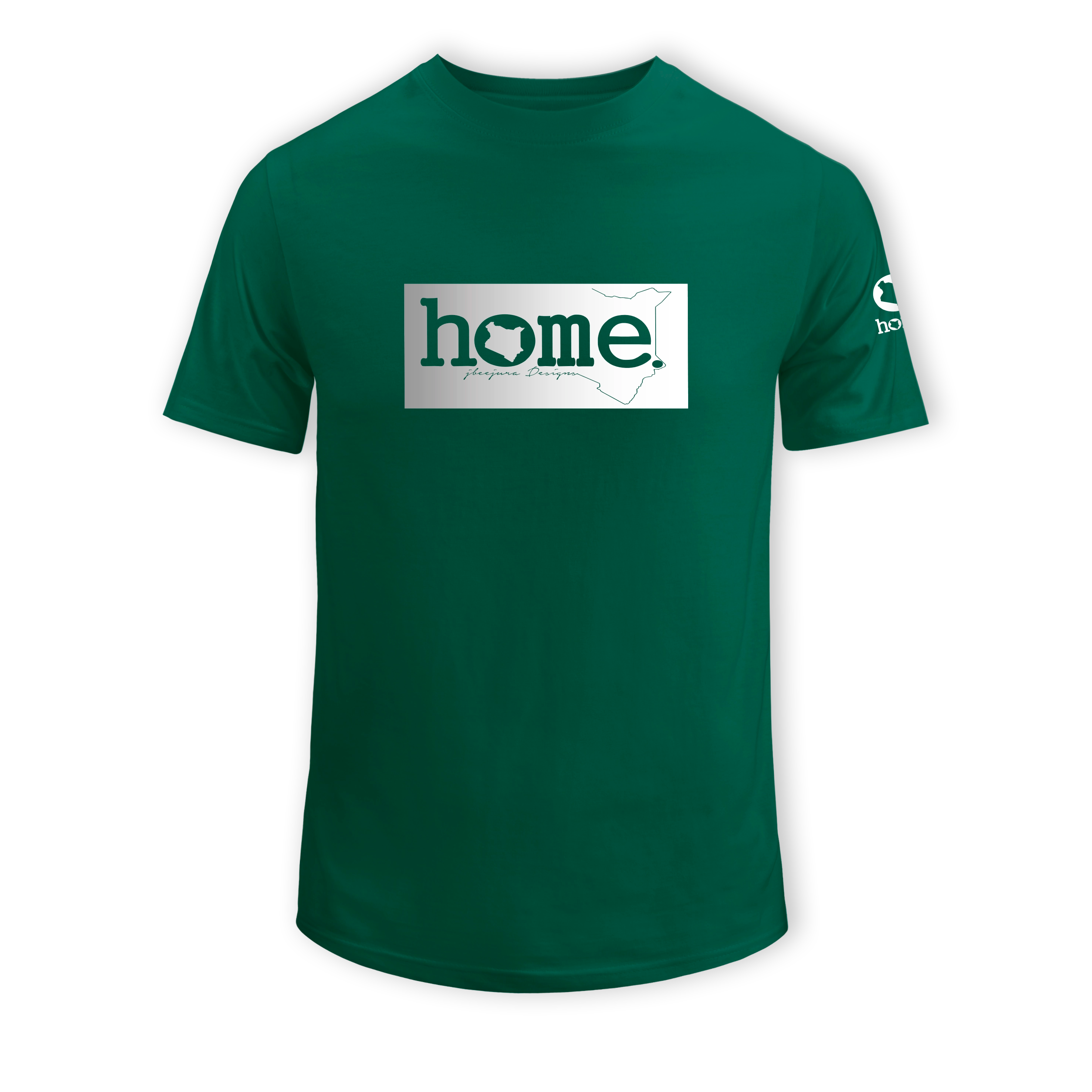 home_254 KIDS SHORT-SLEEVED RICH GREEN T-SHIRT WITH A SILVER CLASSIC PRINT – COTTON PLUS FABRIC