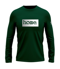 home_254 LONG-SLEEVED RICH GREEN T-SHIRT WITH A SILVER CLASSIC PRINT – COTTON PLUS FABRIC