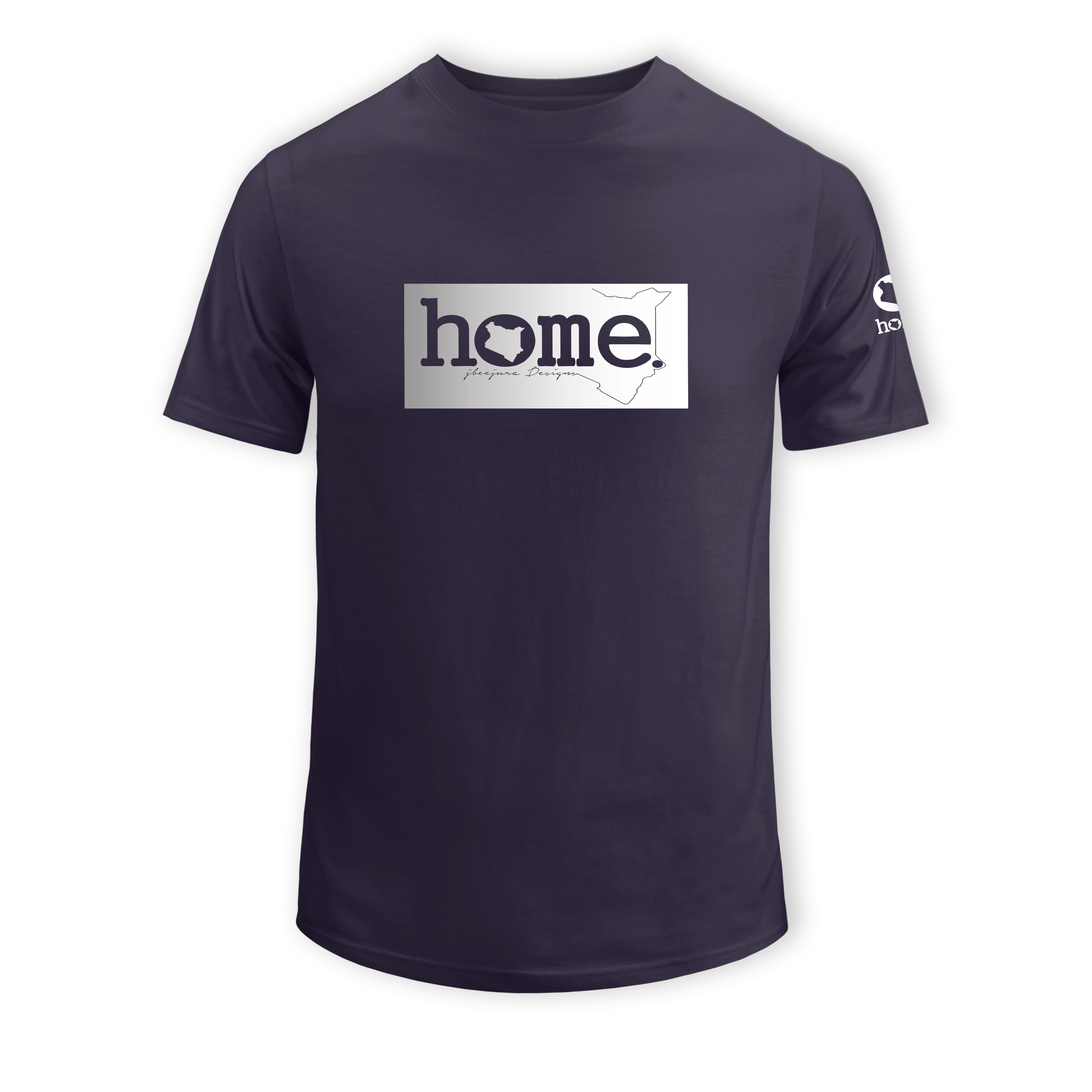 home_254 SHORT-SLEEVED RICH PURPLE T-SHIRT WITH A SILVER CLASSIC PRINT – COTTON PLUS FABRIC