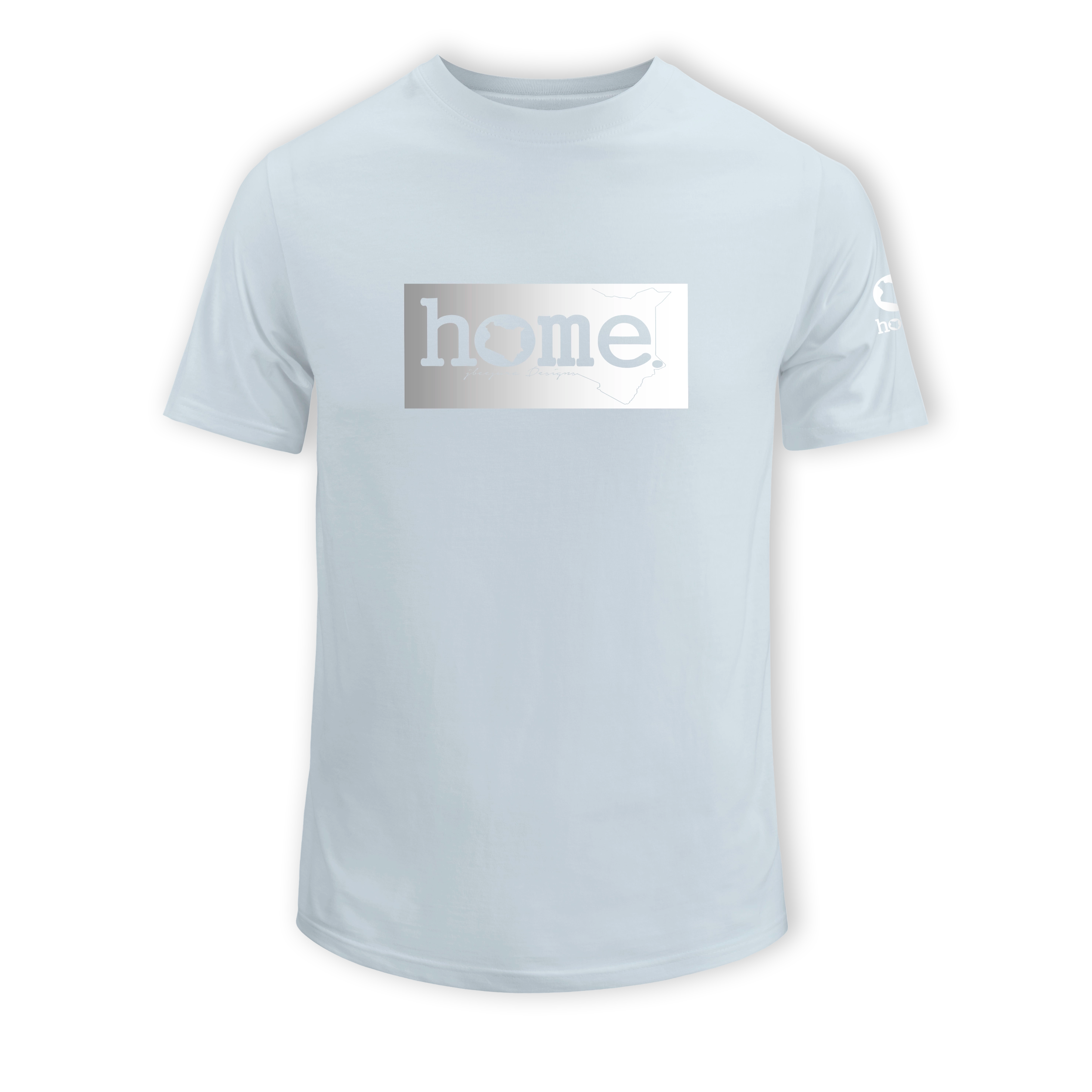 home_254 SHORT-SLEEVED SKY-BLUE T-SHIRT WITH A SILVER CLASSIC PRINT – COTTON PLUS FABRIC