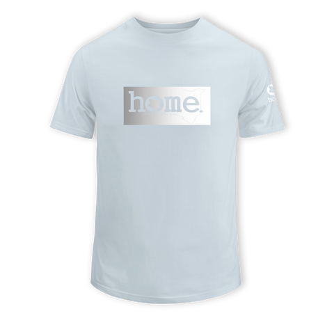 home_254 KIDS SHORT-SLEEVED SKY BLUE T-SHIRT WITH A SILVER CLASSIC PRINT – COTTON PLUS FABRIC