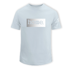 home_254 KIDS SHORT-SLEEVED SKY BLUE T-SHIRT WITH A SILVER CLASSIC PRINT – COTTON PLUS FABRIC
