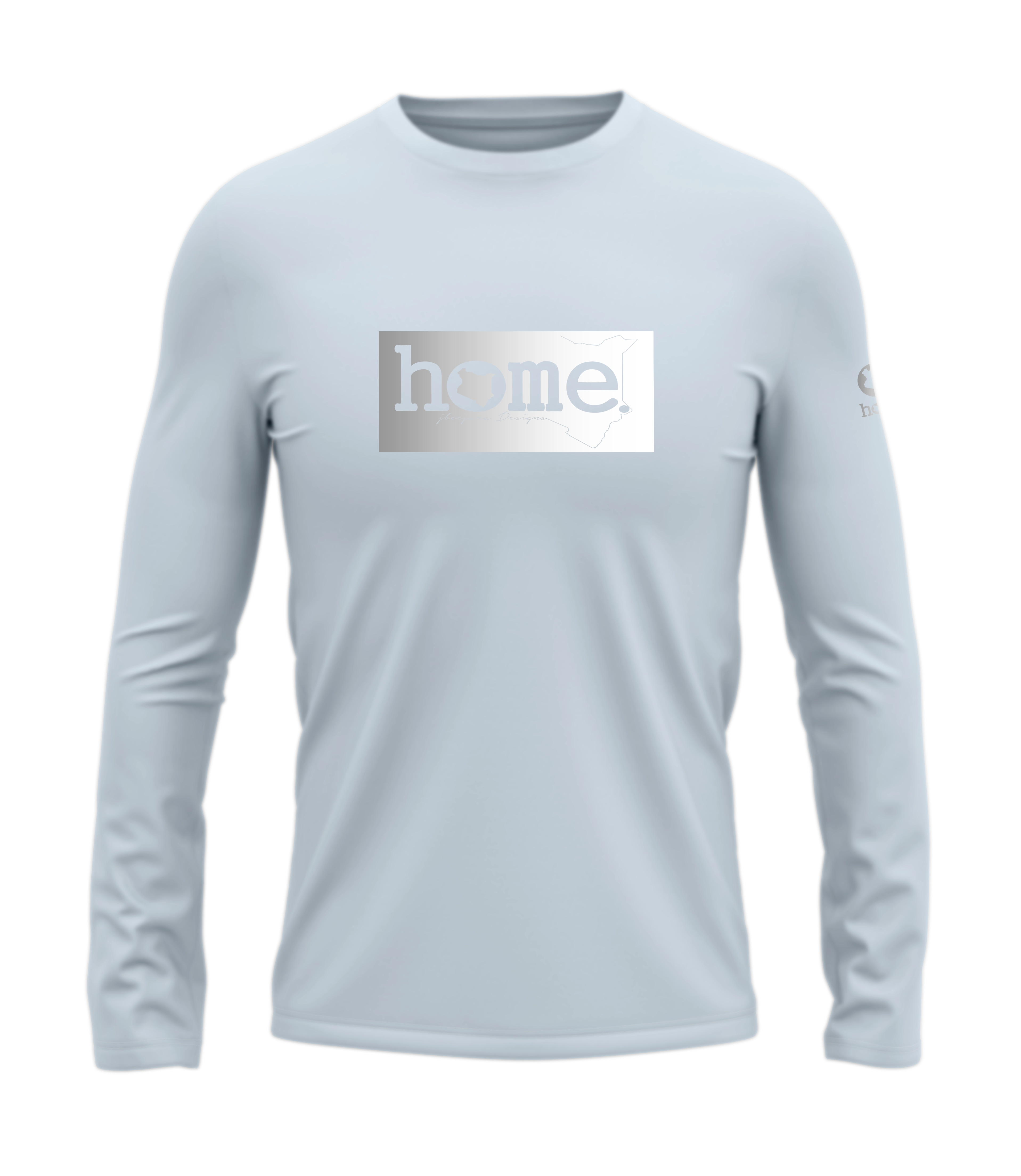 home_254 LONG-SLEEVED SKY-BLUE T-SHIRT WITH A SILVER CLASSIC PRINT – COTTON PLUS FABRIC