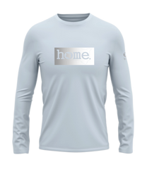 home_254 LONG-SLEEVED SKY-BLUE T-SHIRT WITH A SILVER CLASSIC PRINT – COTTON PLUS FABRIC