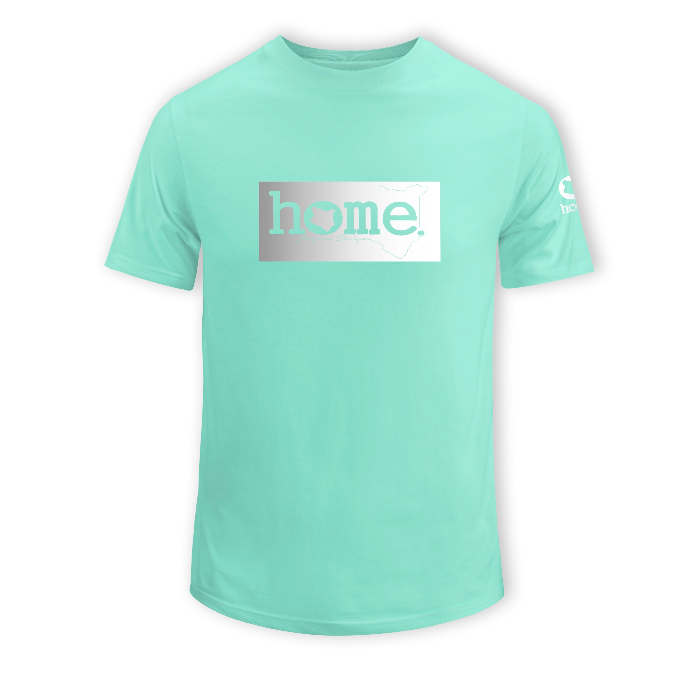 home_254 SHORT-SLEEVED TURQUOISE GREEN T-SHIRT WITH A SILVER CLASSIC PRINT – COTTON PLUS FABRIC