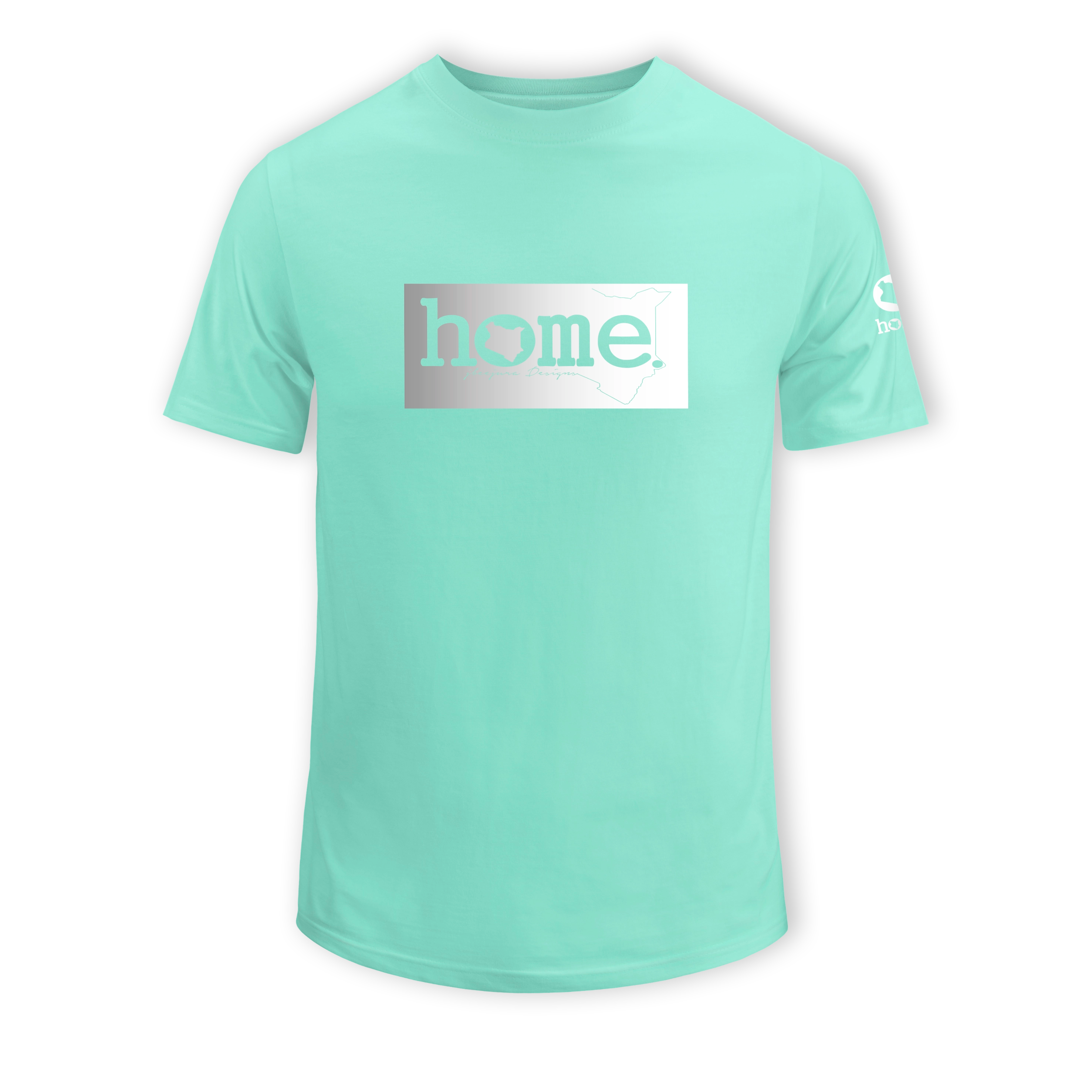 home_254 KIDS SHORT-SLEEVED TURQUOISE GREEN T-SHIRT WITH A SILVER CLASSIC PRINT – COTTON PLUS FABRIC
