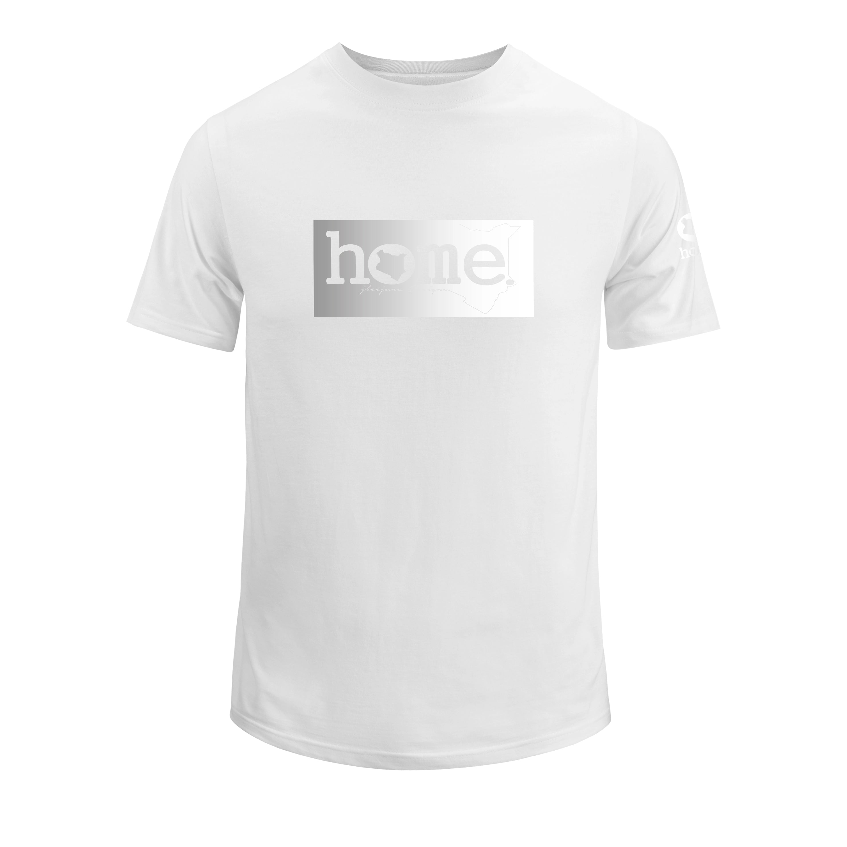 home_254 SHORT-SLEEVED WHITE T-SHIRT WITH A SILVER CLASSIC PRINT – COTTON PLUS FABRIC