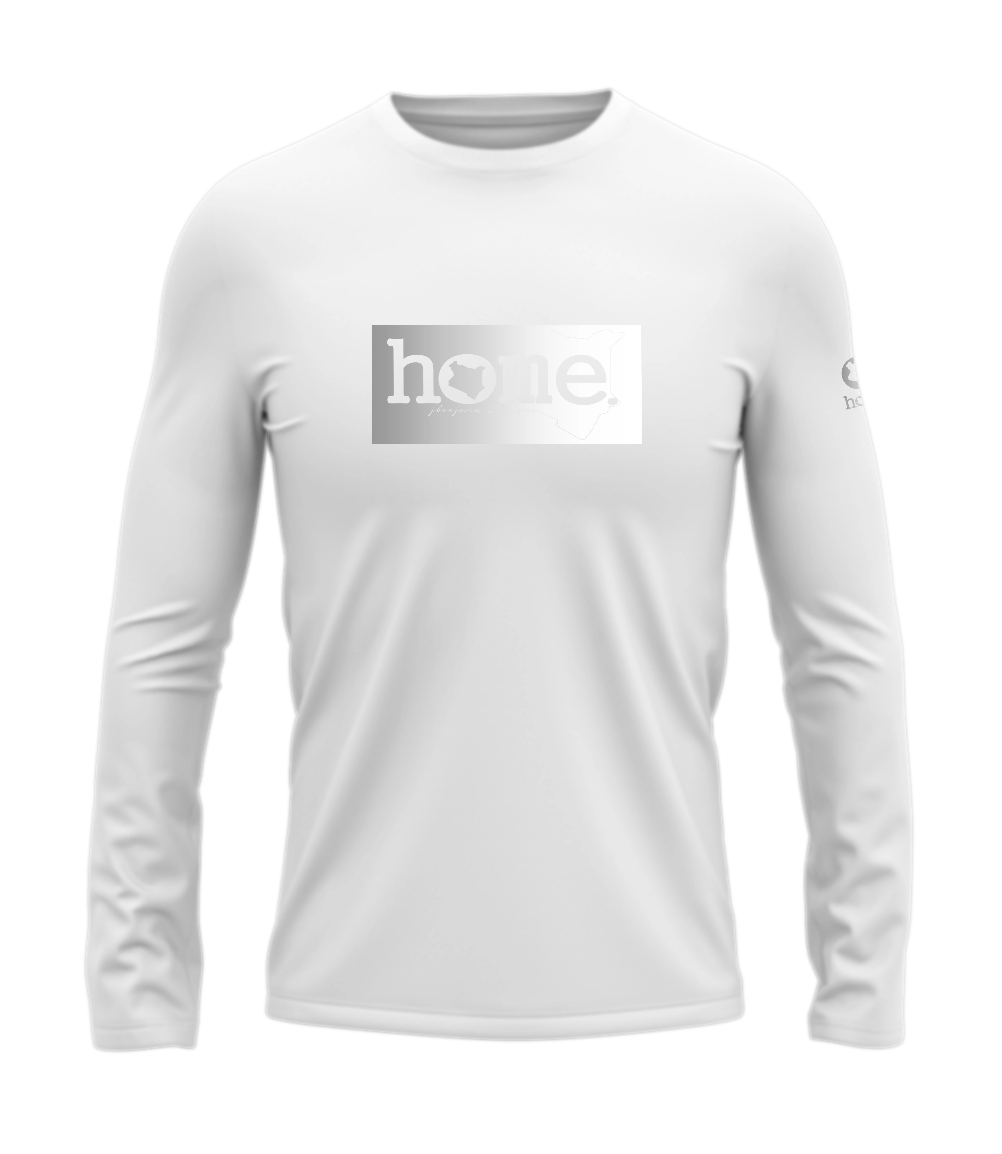 home_254 LONG-SLEEVED WHITE T-SHIRT WITH A SILVER CLASSIC PRINT – COTTON PLUS FABRIC