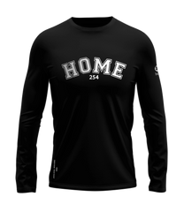 home_254 LONG-SLEEVED BLACK T-SHIRT WITH A SILVER COLLEGE PRINT – COTTON PLUS FABRIC