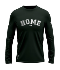 home_254 LONG-SLEEVED FOREST GREEN T-SHIRT WITH A SILVER COLLEGE PRINT – COTTON PLUS FABRIC