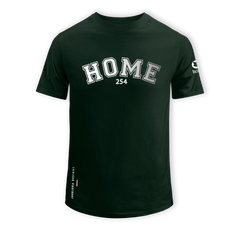 home_254 SHORT-SLEEVED FOREST GREEN T-SHIRT WITH A SILVER COLLEGE PRINT – COTTON PLUS FABRIC