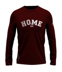 home_254 LONG-SLEEVED MAROON T-SHIRT WITH A SILVER COLLEGE PRINT – COTTON PLUS FABRIC