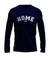 home_254 LONG-SLEEVED NAVY-BLUE T-SHIRT WITH A SILVER COLLEGE PRINT – COTTON PLUS FABRIC