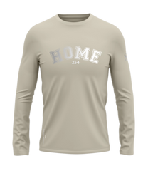 home_254 LONG-SLEEVED NUDE T-SHIRT WITH A SILVER COLLEGE PRINT – COTTON PLUS FABRIC