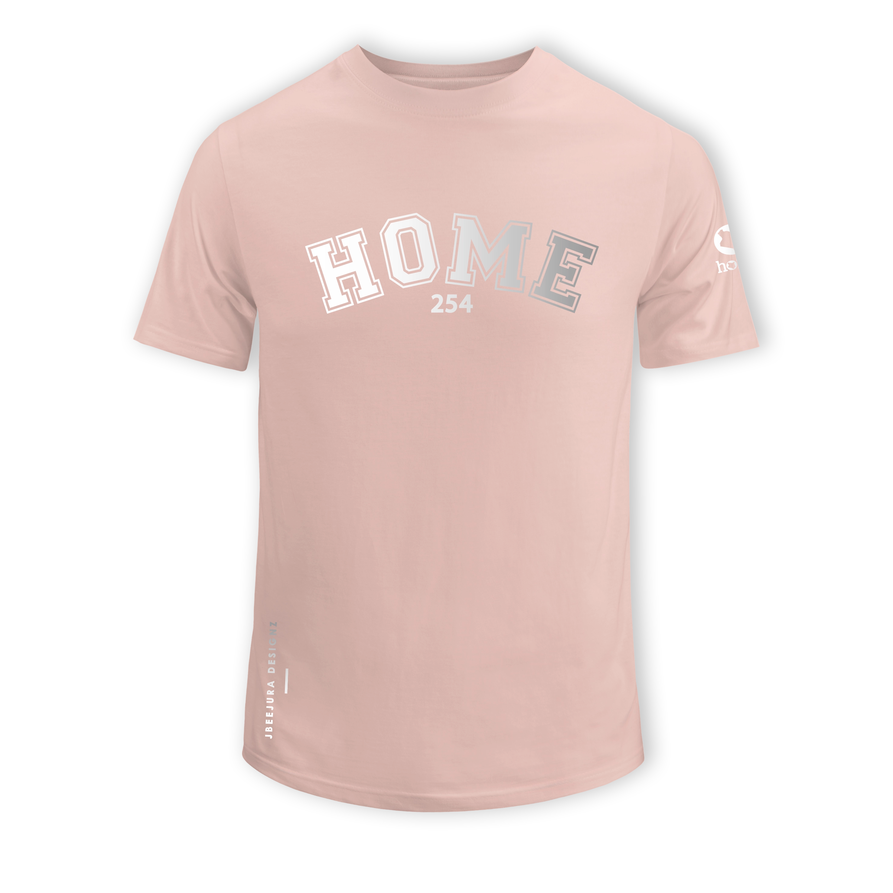 home_254 SHORT-SLEEVED PEACH T-SHIRT WITH A SILVER COLLEGE PRINT – COTTON PLUS FABRIC