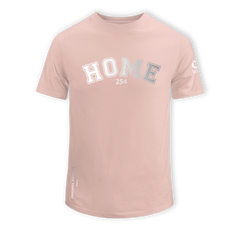 home_254 SHORT-SLEEVED PEACH T-SHIRT WITH A SILVER COLLEGE PRINT – COTTON PLUS FABRIC