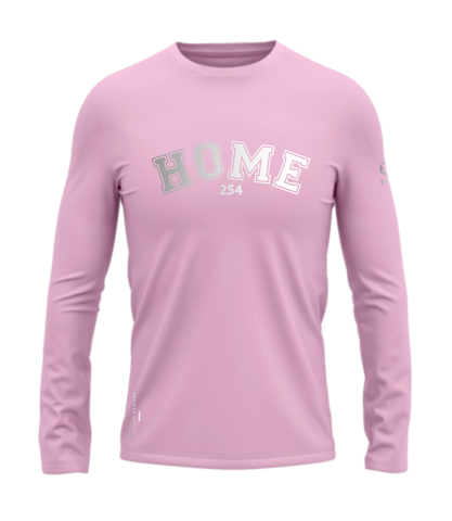 home_254 LONG-SLEEVED PINK T-SHIRT WITH A SILVER COLLEGE PRINT – COTTON PLUS FABRIC