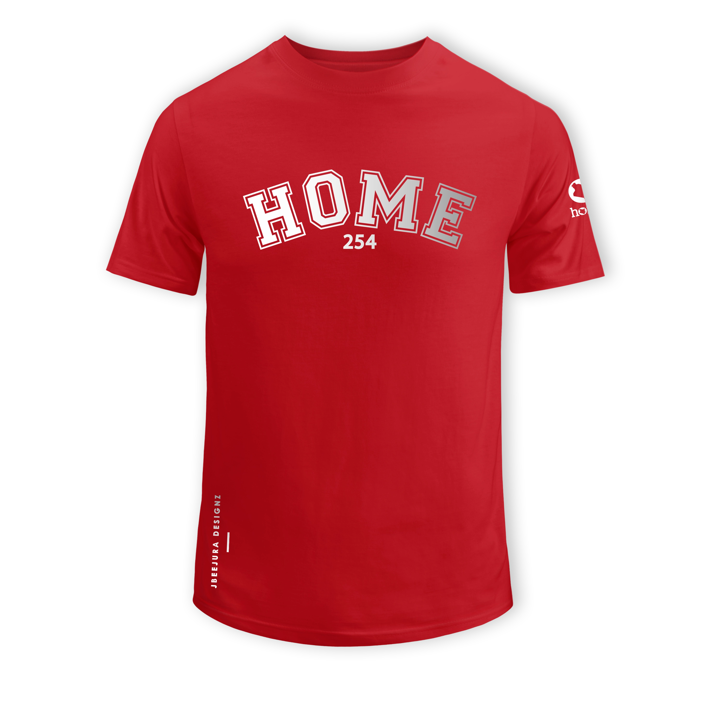 home_254 SHORT-SLEEVED RED T-SHIRT WITH A SILVER COLLEGE PRINT – COTTON PLUS FABRIC