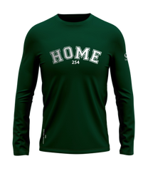 home_254 LONG-SLEEVED RICH GREEN T-SHIRT WITH A SILVER COLLEGE PRINT – COTTON PLUS FABRIC