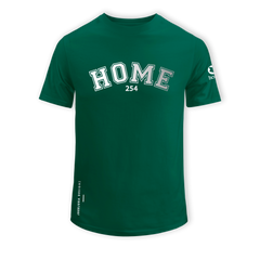 home_254 SHORT-SLEEVED RICH GREEN T-SHIRT WITH A SILVER COLLEGE PRINT – COTTON PLUS FABRIC